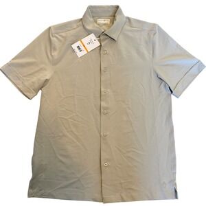 Original Penguin Sport Mens Short Sleeve Button Down Shirt Agate Gray OGWSF0M7 S